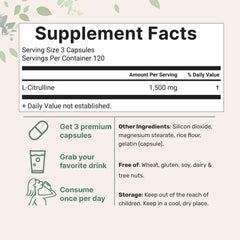 L Citrulline 1,500mg capsules close-up side view