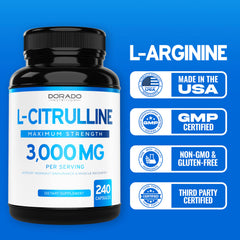 Vegan, Non-GMO L Citrulline 3000mg with third-party testing