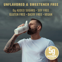 L-Glutamine powder tub on white background