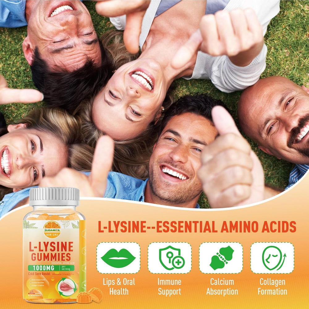 Vegan, Non-GMO, gluten-free L-Lysine Gummies packaging
