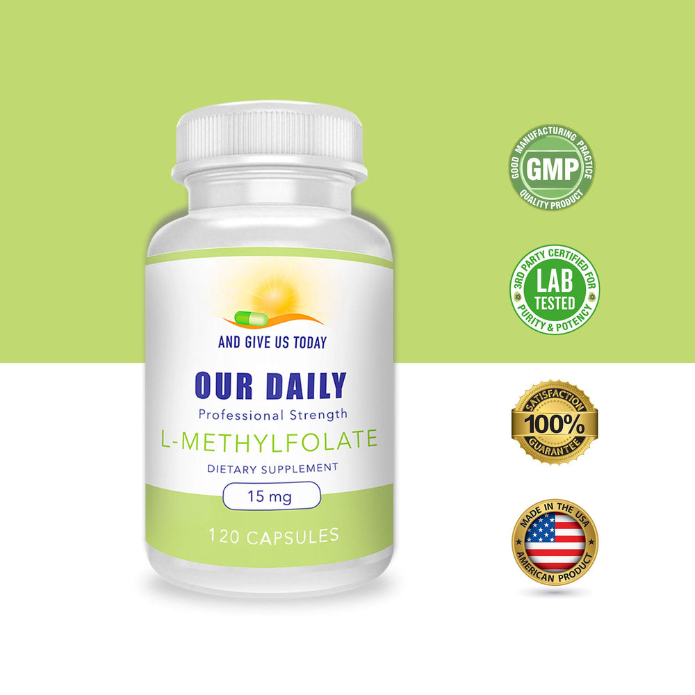 Close-up of Daily Vite L-Methylfolate capsules
