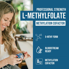 Close-up of L Methylfolate 7.5mg + Methyl B12 label