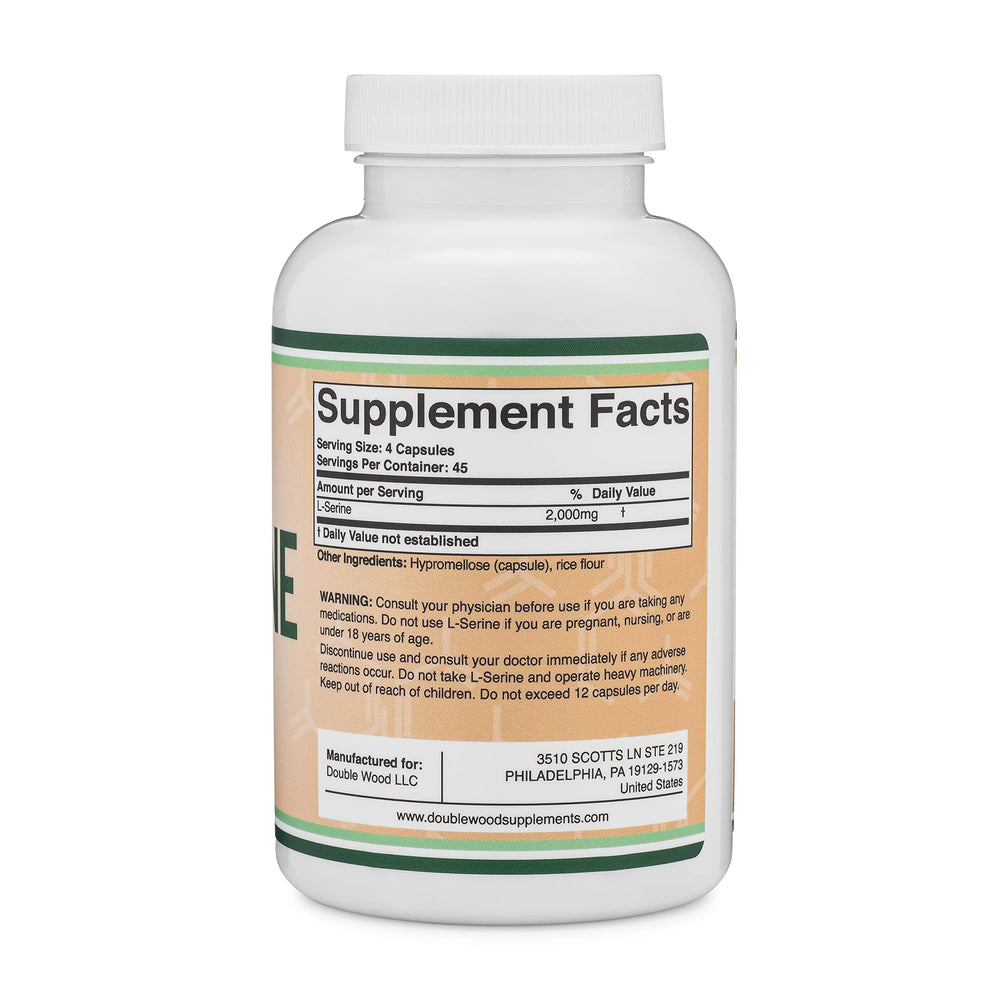 USA-made L-Serine capsules manufacturing label
