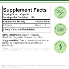 Close-up view of L-Theanine 200mg capsules