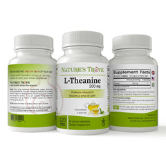 Close-up of L-Theanine 200mg Nature's Trove capsules
