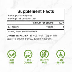 Side view of L-Theanine 400mg 400 capsules bottle
