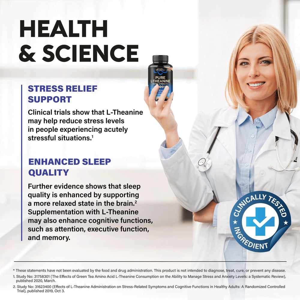 Plant-based, non-GMO, gluten-free L-Theanine 400 mg