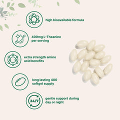 Graphic illustrating coconut oil aiding absorption for L-Theanine