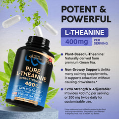 Made in USA label on L-Theanine 400 mg supplement