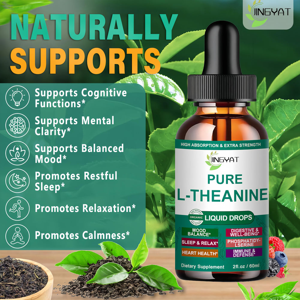 Close-up of Pure L-Theanine 400mg label on the bottle