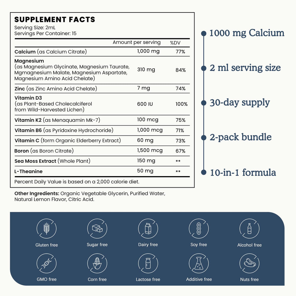 L-Theanine, Sea Moss extract, and Boron ingredients