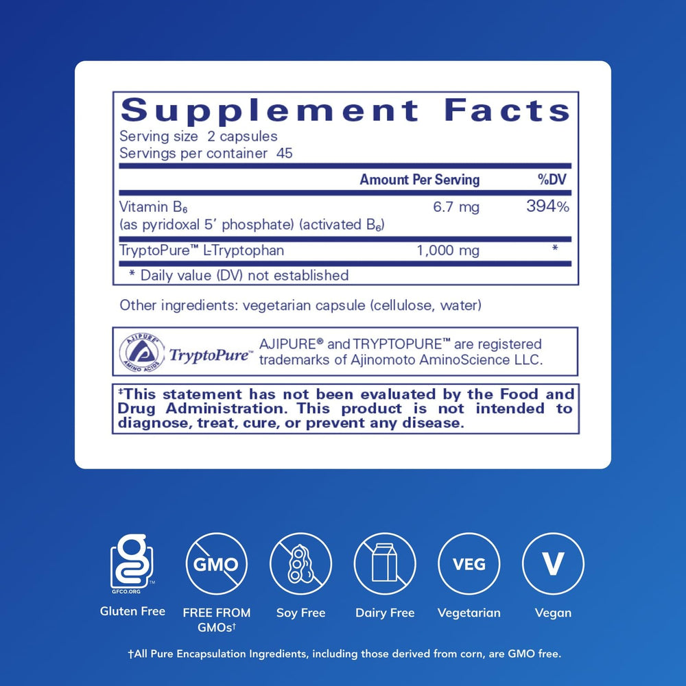 Graphic showing sleep, relaxation and PMS support benefits of L-Tryptophan