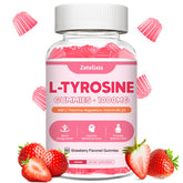 L Tyrosine Gummies bottle front view with Strawberry flavor, 60 count