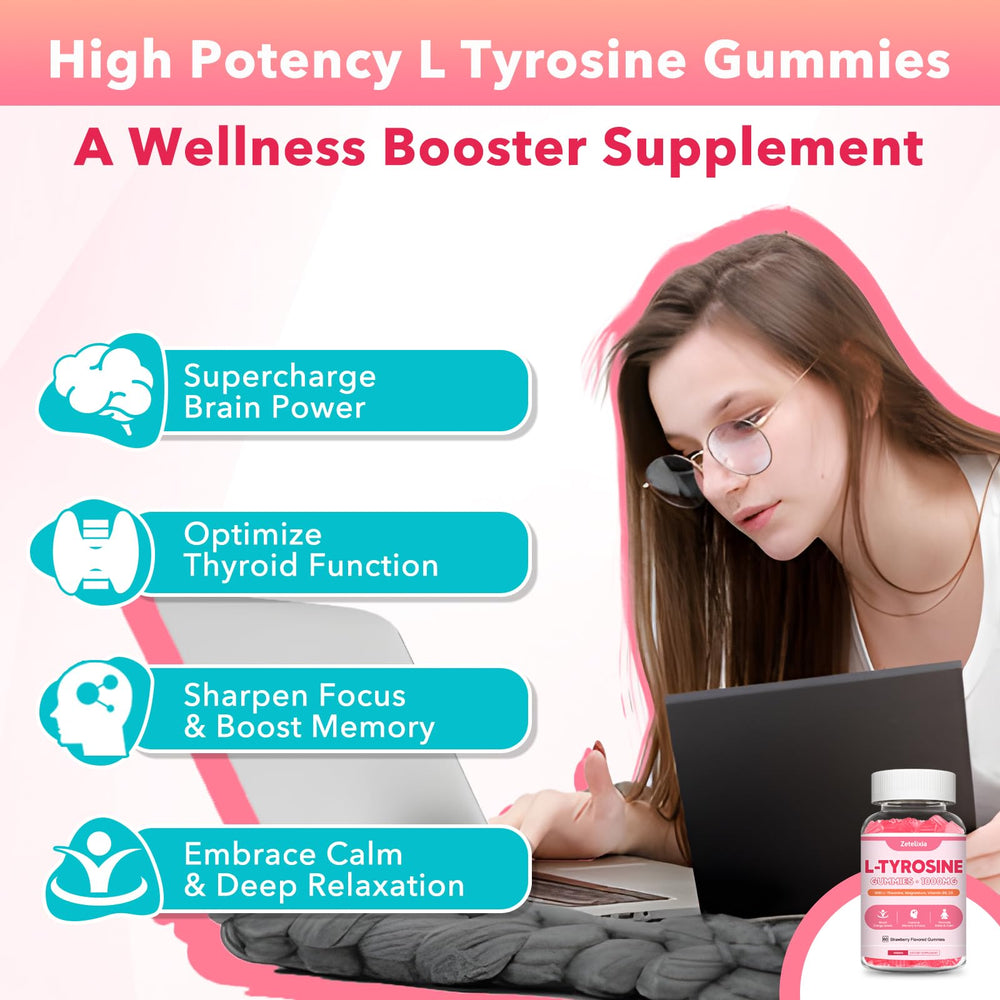 Close-up of L Tyrosine Gummies showing strawberry flavor