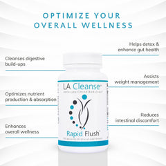 LA Cleanse cascara-sagrada ingredient label closeup emphasizes natural digestion support.