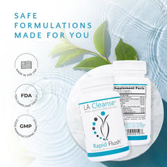 LA Cleanse senna-leaf label closeup signals herbal support for gut movement.