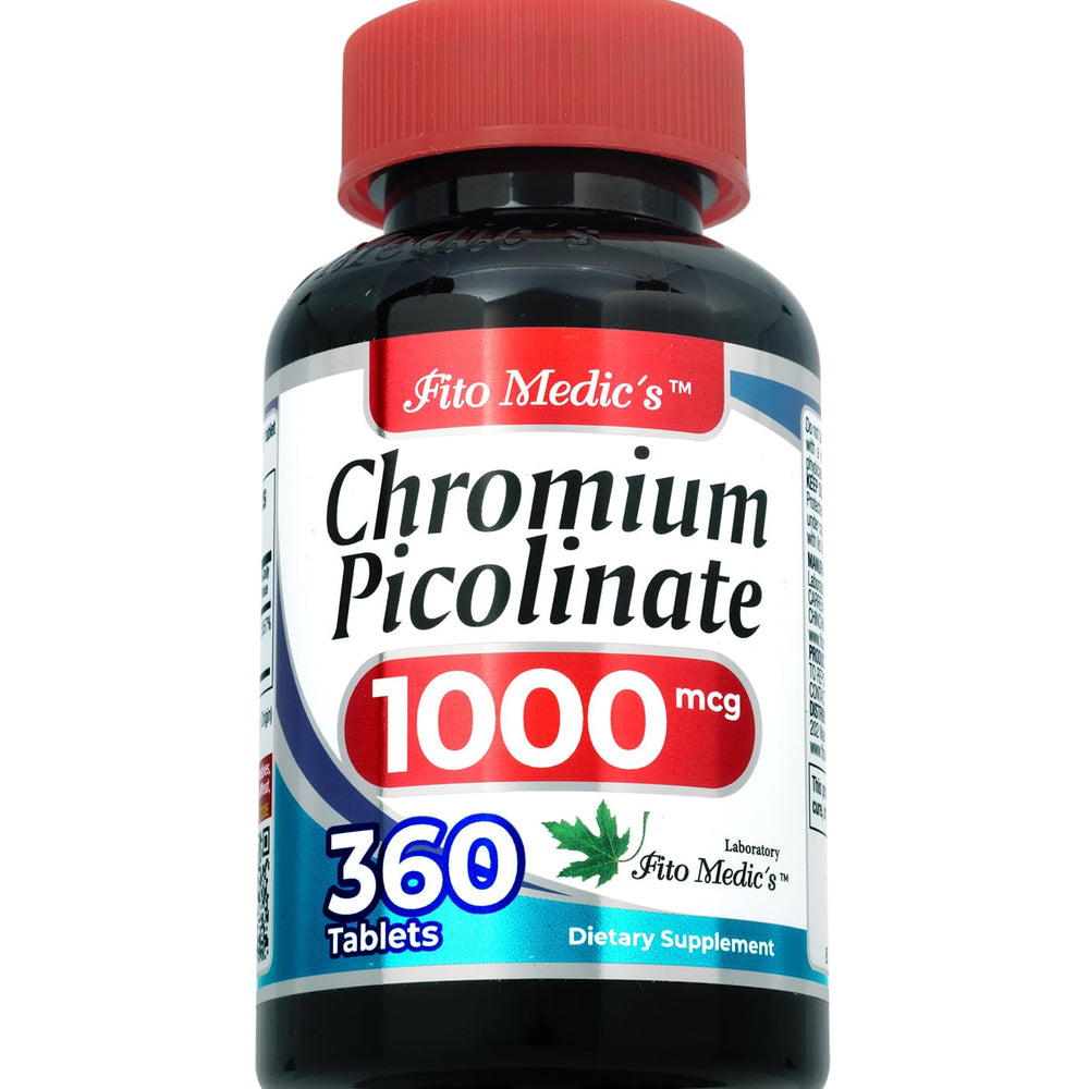 Back of the FITO MEDICS Chromium Picolinate bottle showing label