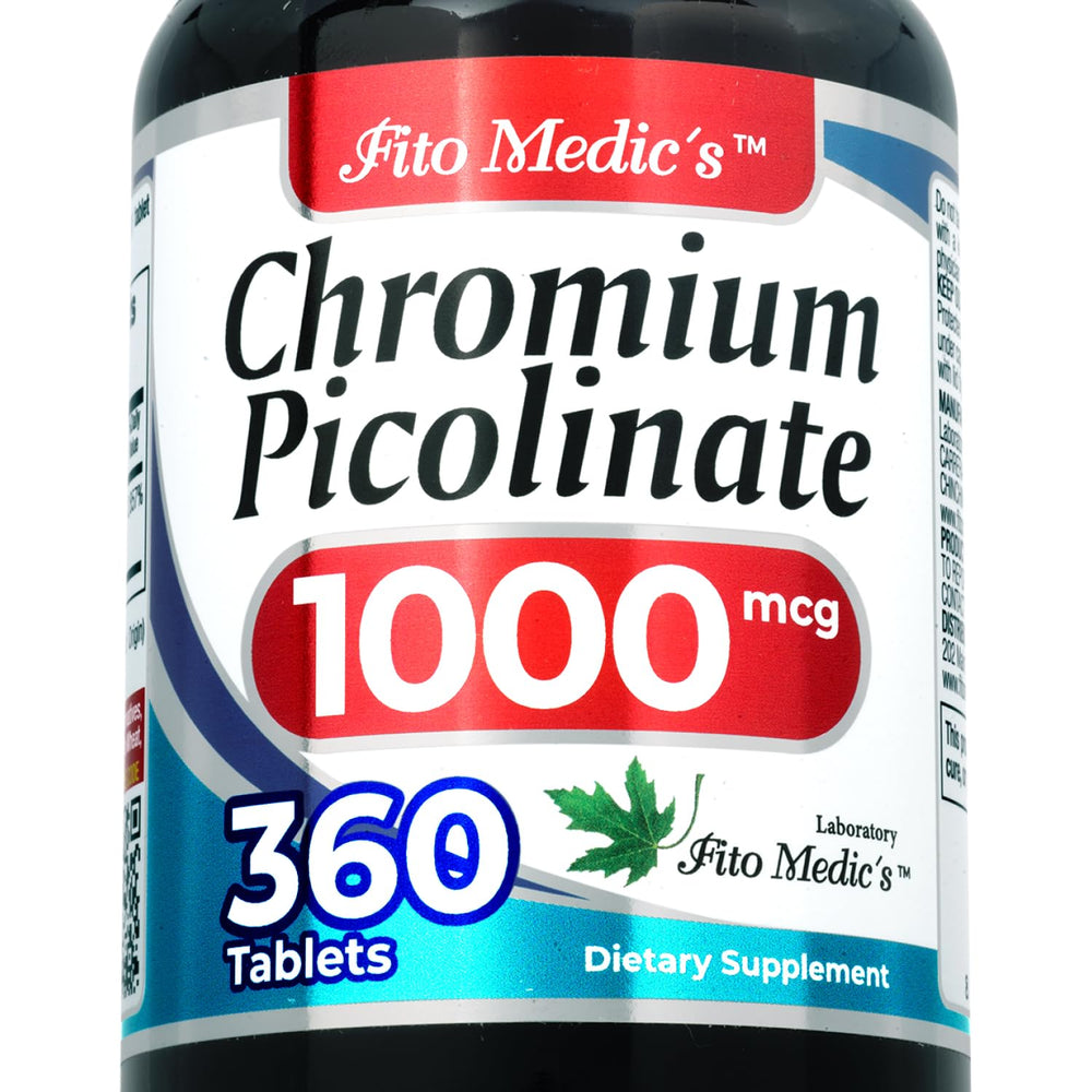 Bottle of FITO MEDICS Chromium Picolinate 1000mcg 360 tablets front view