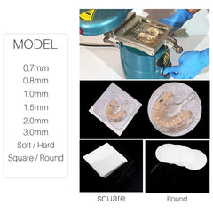 Product features and materials for lab orthodontic splint retainer sheet