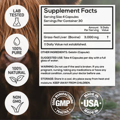 Lab-tested purity seal on beef liver capsules