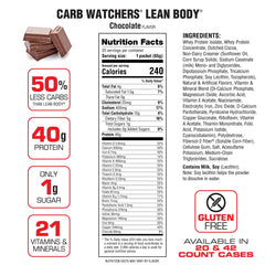 Glass of prepared Lean Body shake in chocolate flavor