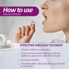 Strawberry-flavored lactase tablets dissolving in mouth
