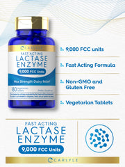 Close-up of Lactase enzyme 9000 FCC tablet