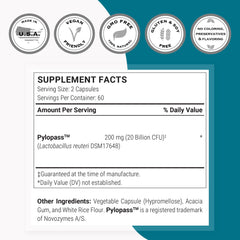 Close-up of capsules with ingredients for the H. Pylori Formula