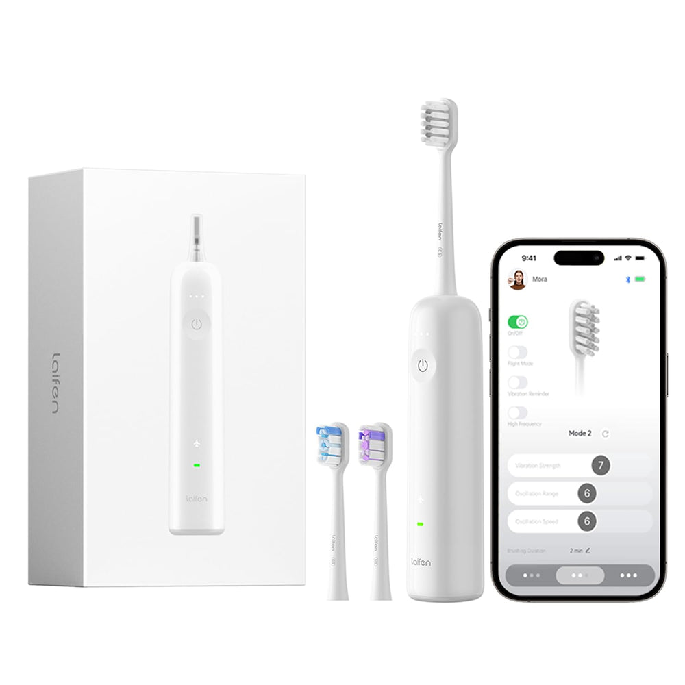 Laifen Wave toothbrush handle in white ABS plastic