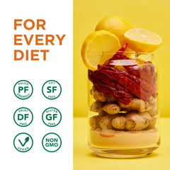 Ingredients area showing lemon lucuma ginger cayenne on label