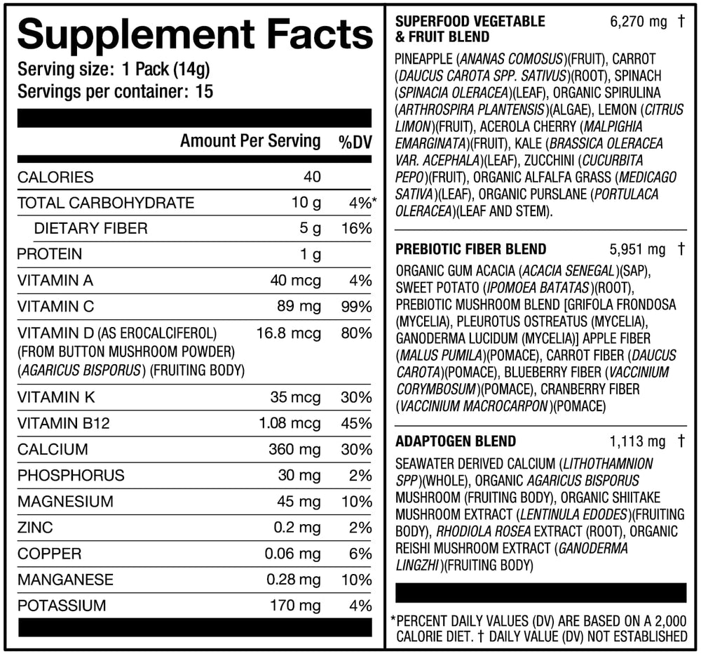 Nutritional highlights: calcium and vitamins C, D, K, B12