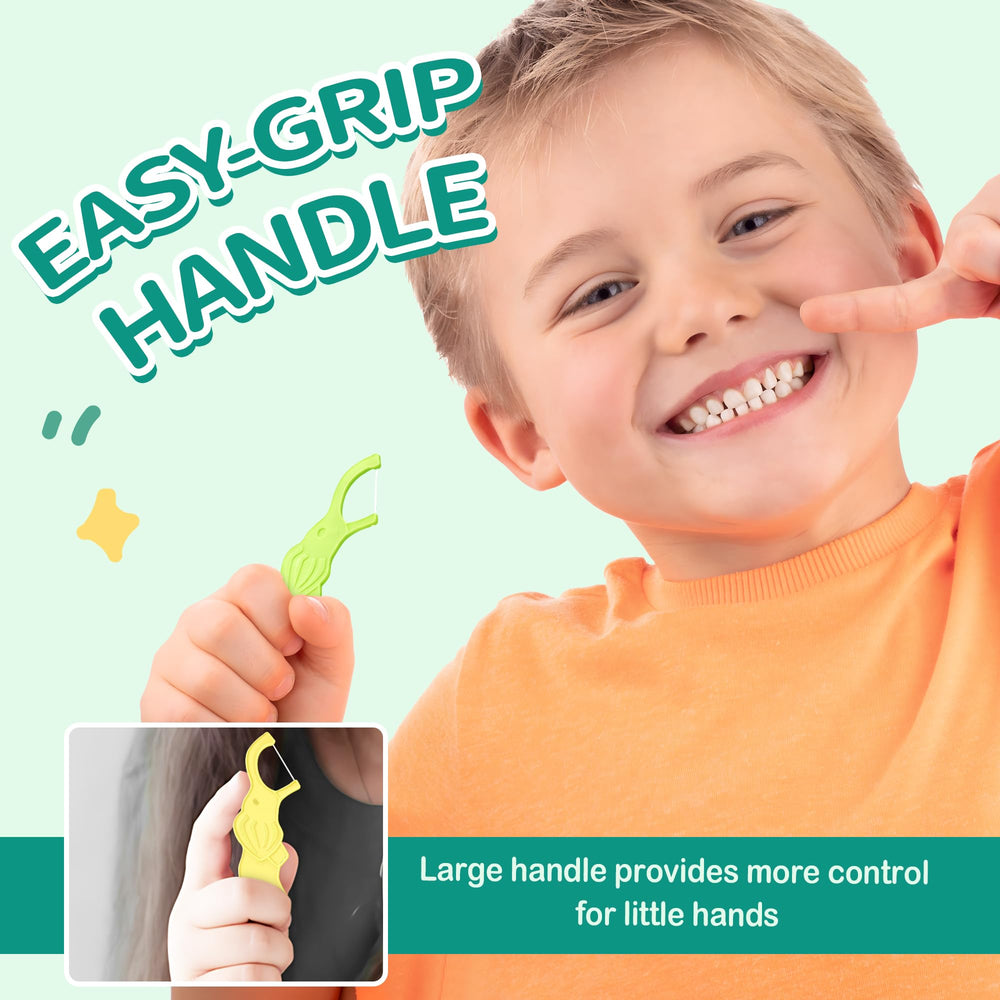 Pack of 4 Lakeyface biodegradable kids flossers with 200 pieces total