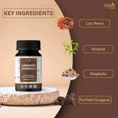 Lakshadi Guggulu bottle label close-up showing Organic Spree branding