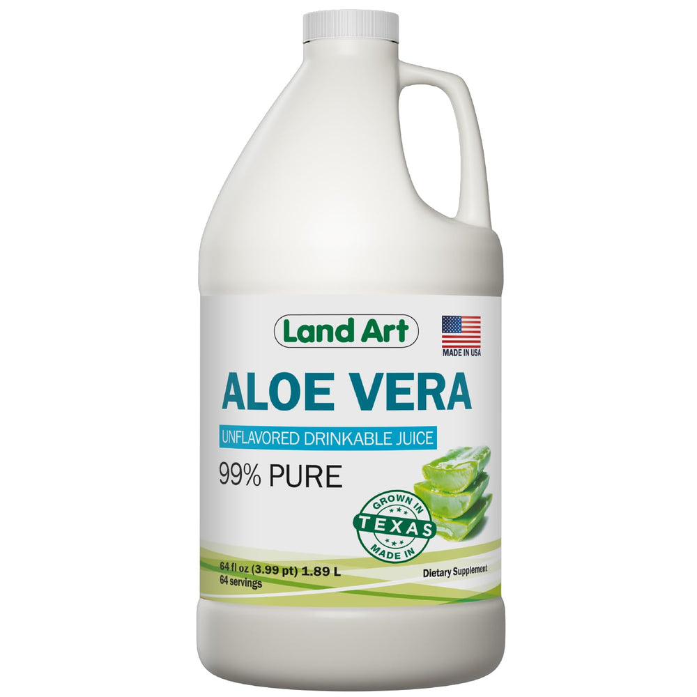Land Art Aloe Vera Juice 64 oz bottle on white background