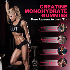 LanranBee Creatine for Women Gummies being poured for easy grab-and-go dosing.
