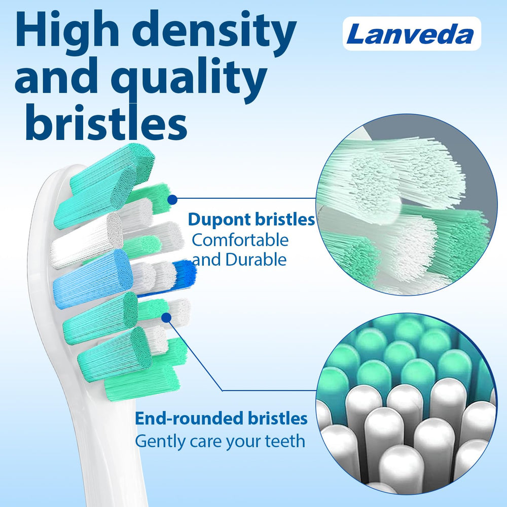 Blue reminder bristles on Lanveda replacement heads