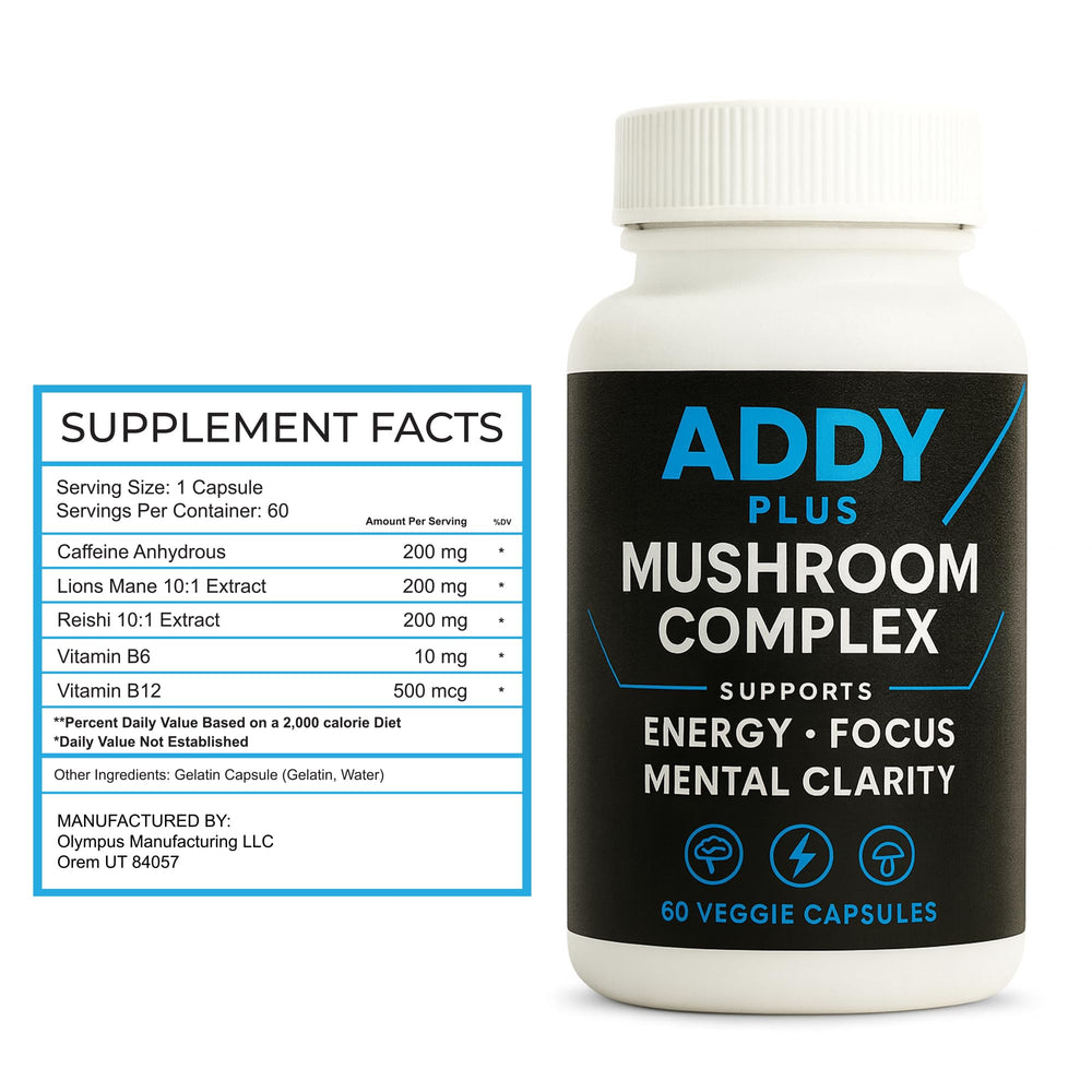 Laré Naturals packaging box for Addy Plus Mushroom Complex
