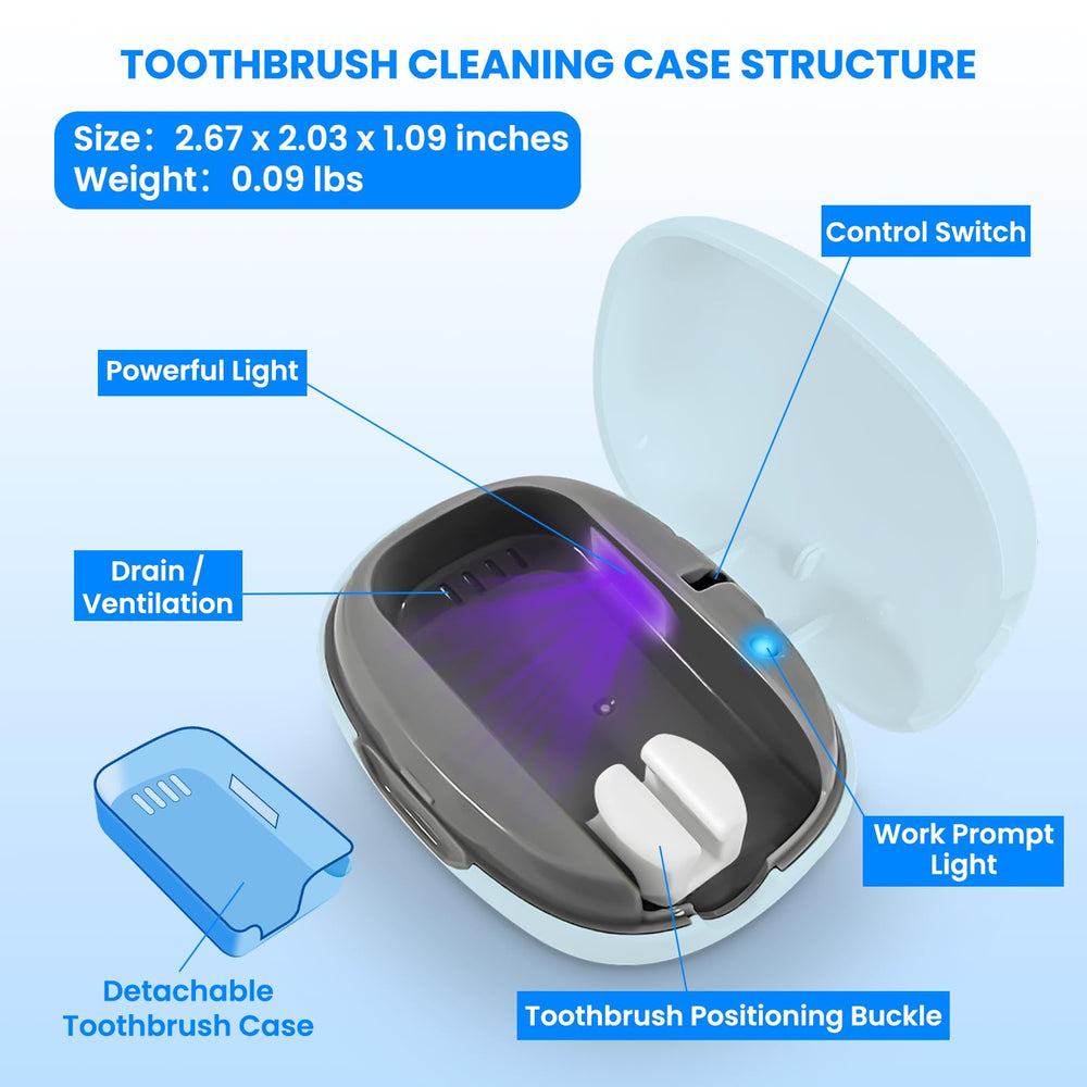 Case interior with removable inner tray and space for toothbrushes