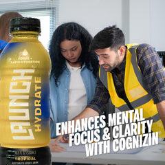 Serving image of Launch Hydrate Tropical flavor in a glass