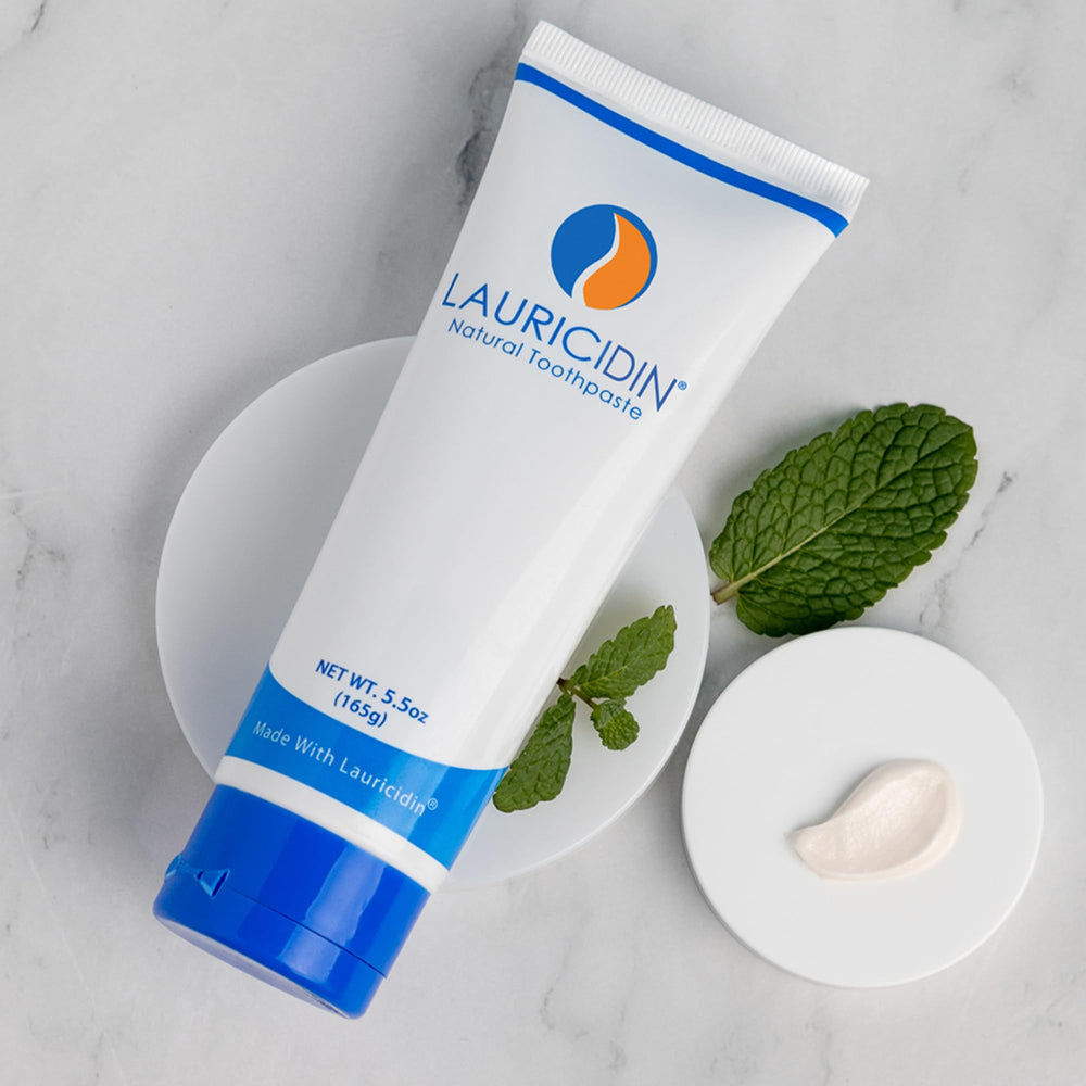 Lauricidin toothpaste packaging box and tube