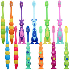 Lauwell 12-piece toddler toothbrush set with animal designs and protective covers