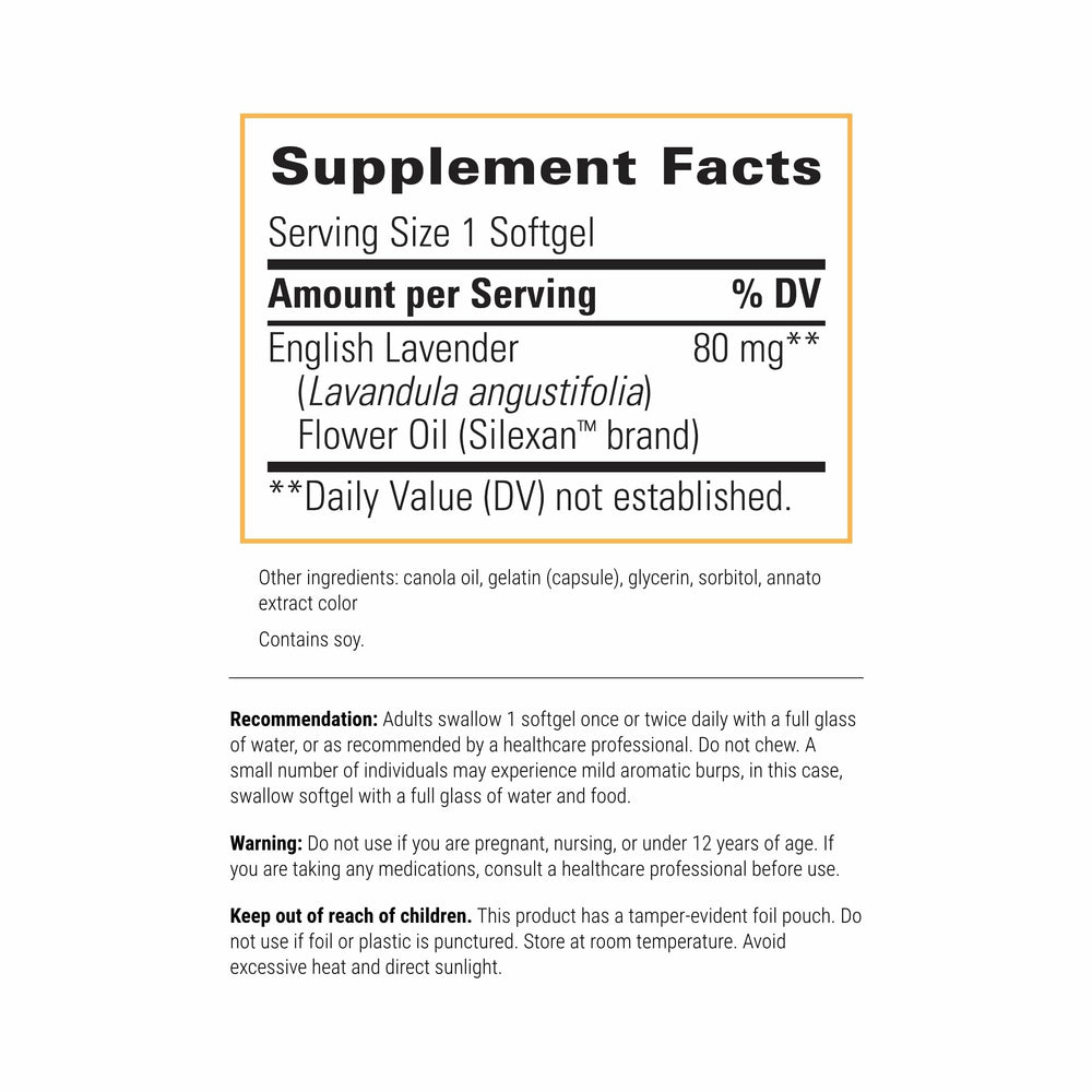 Back view of Lavela WS 1265 bottle showing supplement facts