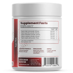 Nutrition facts panel for Layer Origin Simple Reds