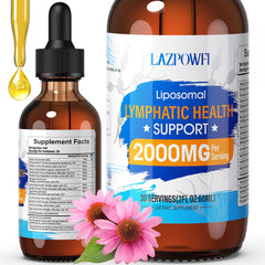 Lazpowfi Liposomal Lymphatic Drops bottle front view with strawberry flavor