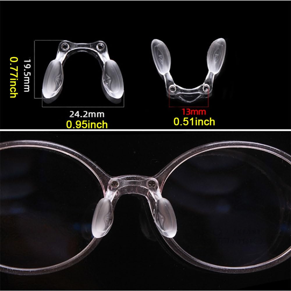 Close-up showing nose pad size: 0.95 inches (24.2 mm)