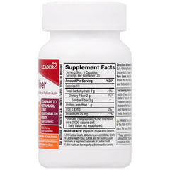 Back panel of Leader Daily Psyllium Husk Powder packaging with ingredients and nutrition facts