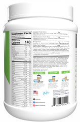 Lean1 Birthday Cake protein powder scoop with glass of shake