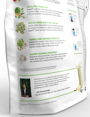 LEAN1 Vanilla nutrition label closeup showing vitamins and minerals.