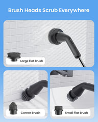 Leebein YMG-825 spin scrubber brush heads set including big flat, small flat, pointed, scouring, sponge, wool-like and cloth brushes