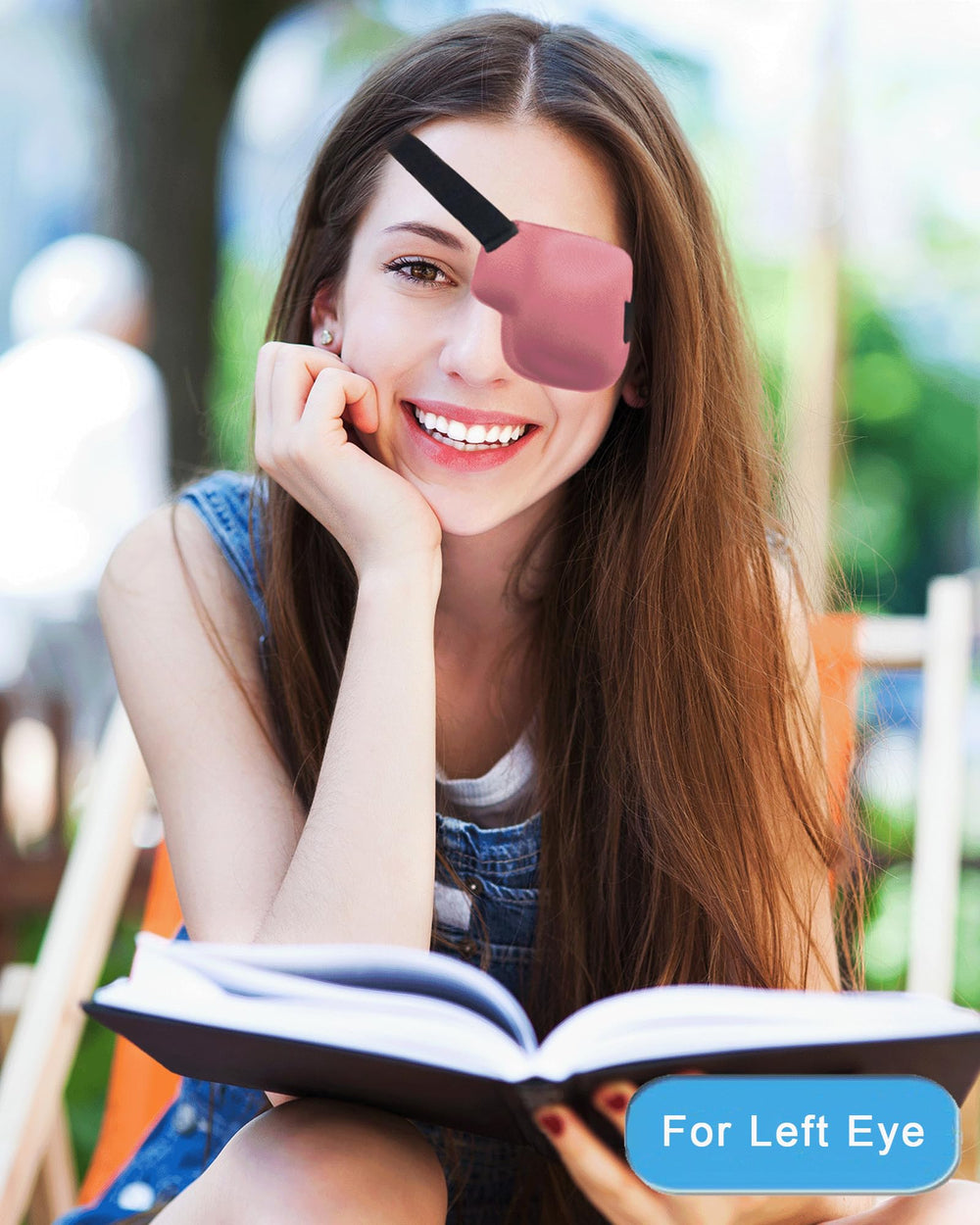 3D left eye patch pink side view with adjustable strap